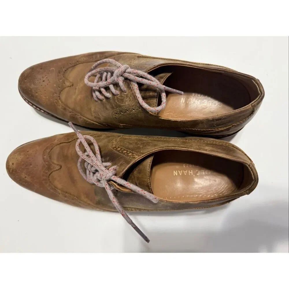 Cole Haan Men's Size 11 Brogue Oxford Shoes Light Brown Lace Up Preppy Office